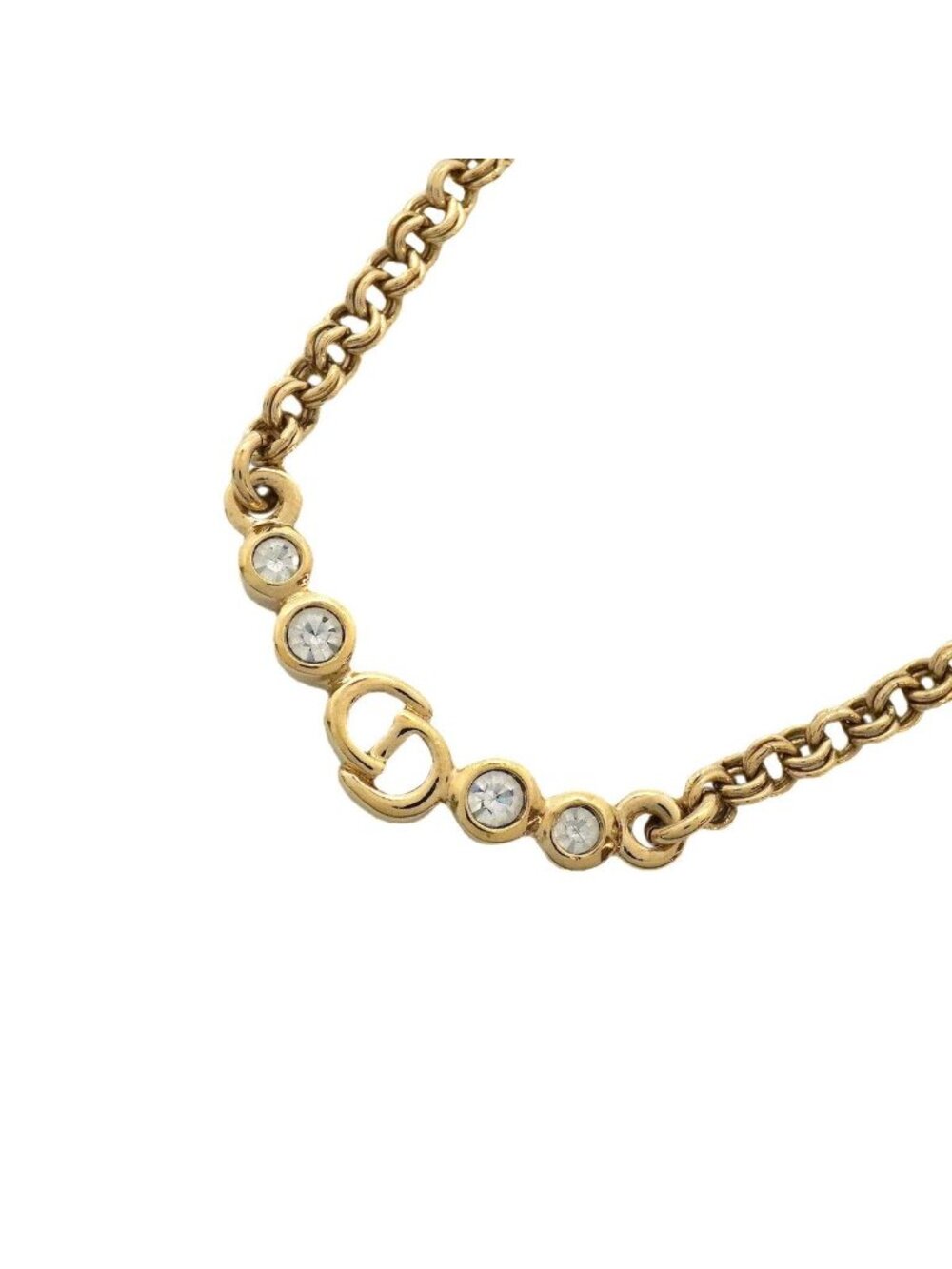 Dior Necklace CD Logo Gold Plated Rhinestone